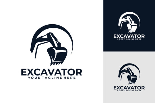 excavator logo vector design template, silhouette