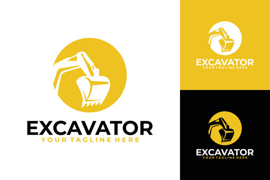 excavator logo vector design template, silhouette