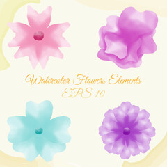 watercolor flower elements, suitable for wedding cards, and others. eps 10
