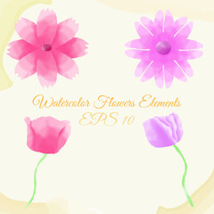 watercolor flower elements, suitable for presentation, and others. eps 10
