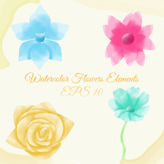 watercolor flower elements, suitable for greeting, and others. eps 10
