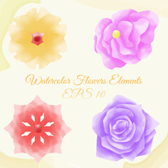 Naklejka premium watercolor flower elements, suitable for template, and others. eps 10 