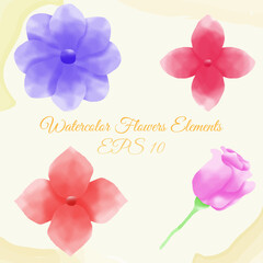 watercolor flower elements, suitable for pattern, and others. eps 10
