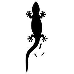 Silhouette vector illustration of a lizard defecating. Smelly, dirty viral lizard droppings on a white background.