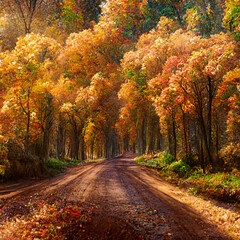 Fototapeta premium Country Road in Autumn 