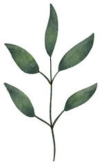 Watercolor green leaves