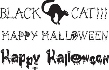 Big set of silhouettes of Halloween on a white background. Vector illustration.