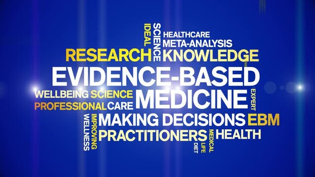 Evidence-Based Medicine animated tag word cloud;text design animation kinetic typography seamless loop.