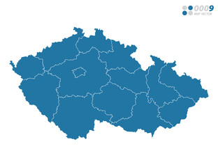 Vector blue of map Czech Republic.