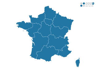 Vector blue of map France.