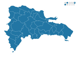 Vector blue of map Dominican Republic. - obrazy, fototapety, plakaty