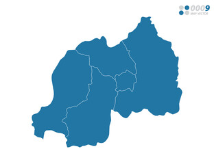 Vector blue of map Rwanda.