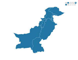 Vector blue of map Pakistan.