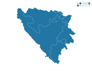 Vector blue of map Bosnia and Herzegovina.