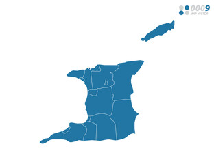 Fototapeta premium Vector blue of map Trinidad and Tobago.