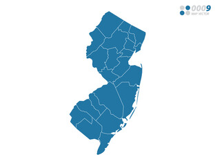 Vector blue of map New Jersey.