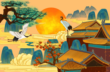 Chinese classical painted background
