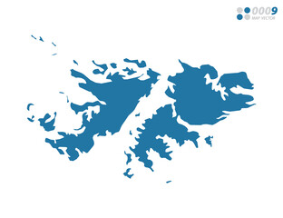 Vector blue of map Falkland Islands.