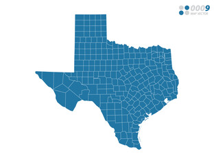 Vector blue of map Texas.