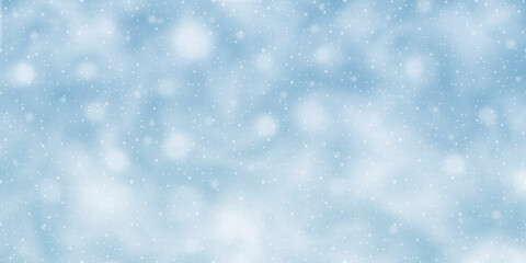 Winter sky, blizzard and snowfall, banner