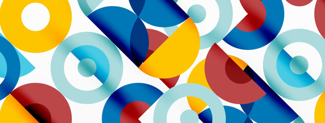 Obraz premium Colorful circle abstract background. Minimal geometric template for wallpaper, banner, presentation
