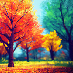 Fototapeta na wymiar Beautiful Autumn Leaves Backgrounds - Aquarel Illustration