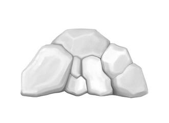 Rock stone, set cartoon. Stones and rocks in isometric 3d flat style. Set of different boulders. Cobblestones of various shapes. Illustration created from digital paintings