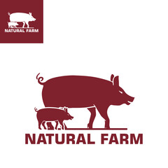 mother and her daugther pig logo, silhouette of great animals vectpr  illustrations