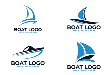 set of boat logo vector design template