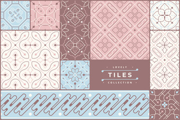 vintage pastel color tile pattern design collection