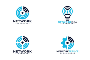 set of network logo vector design template