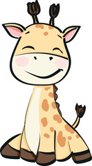 Giraffe baby cute kawaii smiling illustration