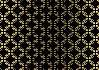 Flower geometric pattern. Seamless vector background. Black and gold ornament