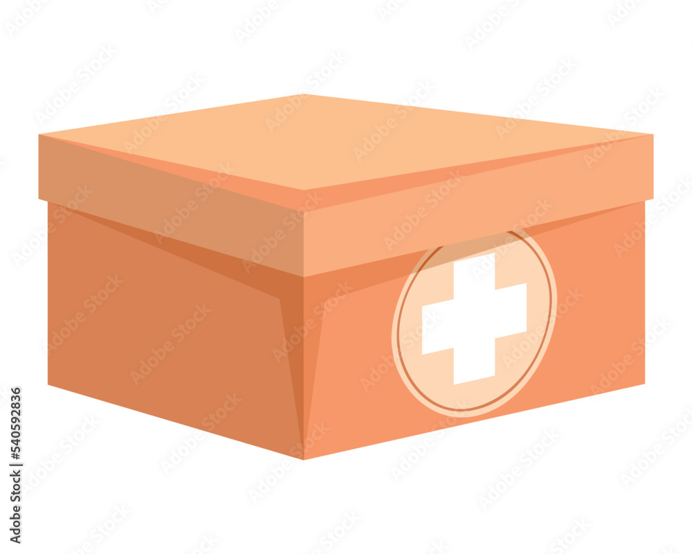 Poster medical kit box with cross