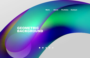 Landing page abstract liquid background. Flowing shapes, round design and circle. Web page for website or mobile app wallpaper