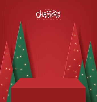 Christmas banner with product display table and Artificial Christmas Trees Artificial Christmas Trees backdrop