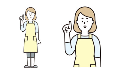 差し指を立てているお母さんのイラスト素材。