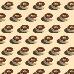 Chocolate donut, 3d for Donut illustration. 3D illustration. Donut for wallpaper. 3d donut on white color background. Donut pattern.