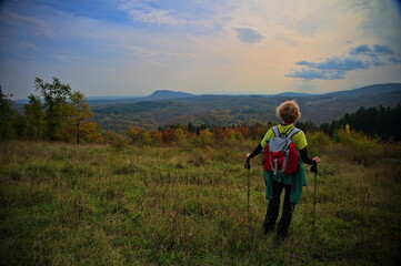 Mature woman hiking in nature