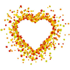 Heart shape with autumn maple leaves