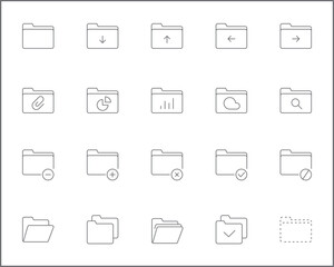 Simple Set of folder Related Vector Line Icons.
Vector collection of documents, file, technology, miscellaneous and design elements symbols or logo elements in thin outline.
