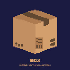 Pixel box icon vector illustration for video game asset, motion graphic and others