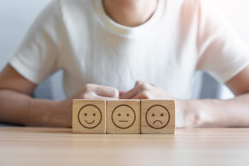 Emotion face block for customer review, experience, feedback, satisfaction, survey, evaluation,...