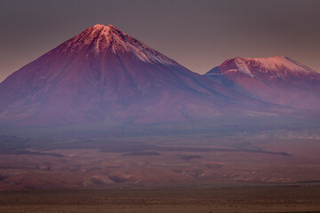 Licancabur volcano at sunrise, Atacama desert landscape, Chile, South America