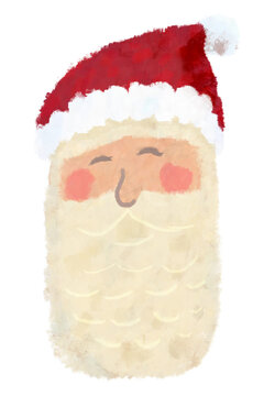 Ilustraci&radic;&ge;n digital de cara de Santa Claus, con barba larga para tarjeta navide&radic;&plusmn;a, sin fondo para incluir en tus dise&radic;&plusmn;os.