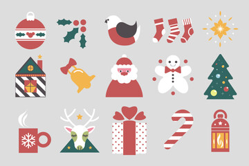 Christmas and new year celebration icons vector