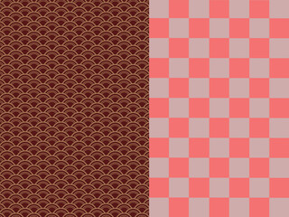 市松模様と小紋の和風背景