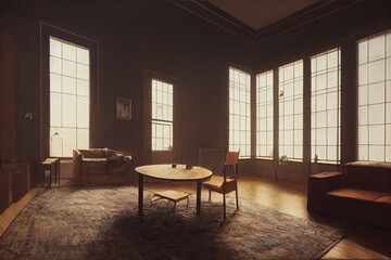 Fototapeta na wymiar Interior of living room with small table