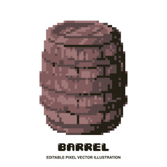 Pixel old barrel icon vector illustration for video game asset, motion graphic and others