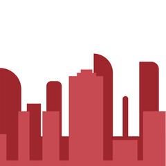 silhouette red city building in flat illustration vector, buiding cityscape design for background